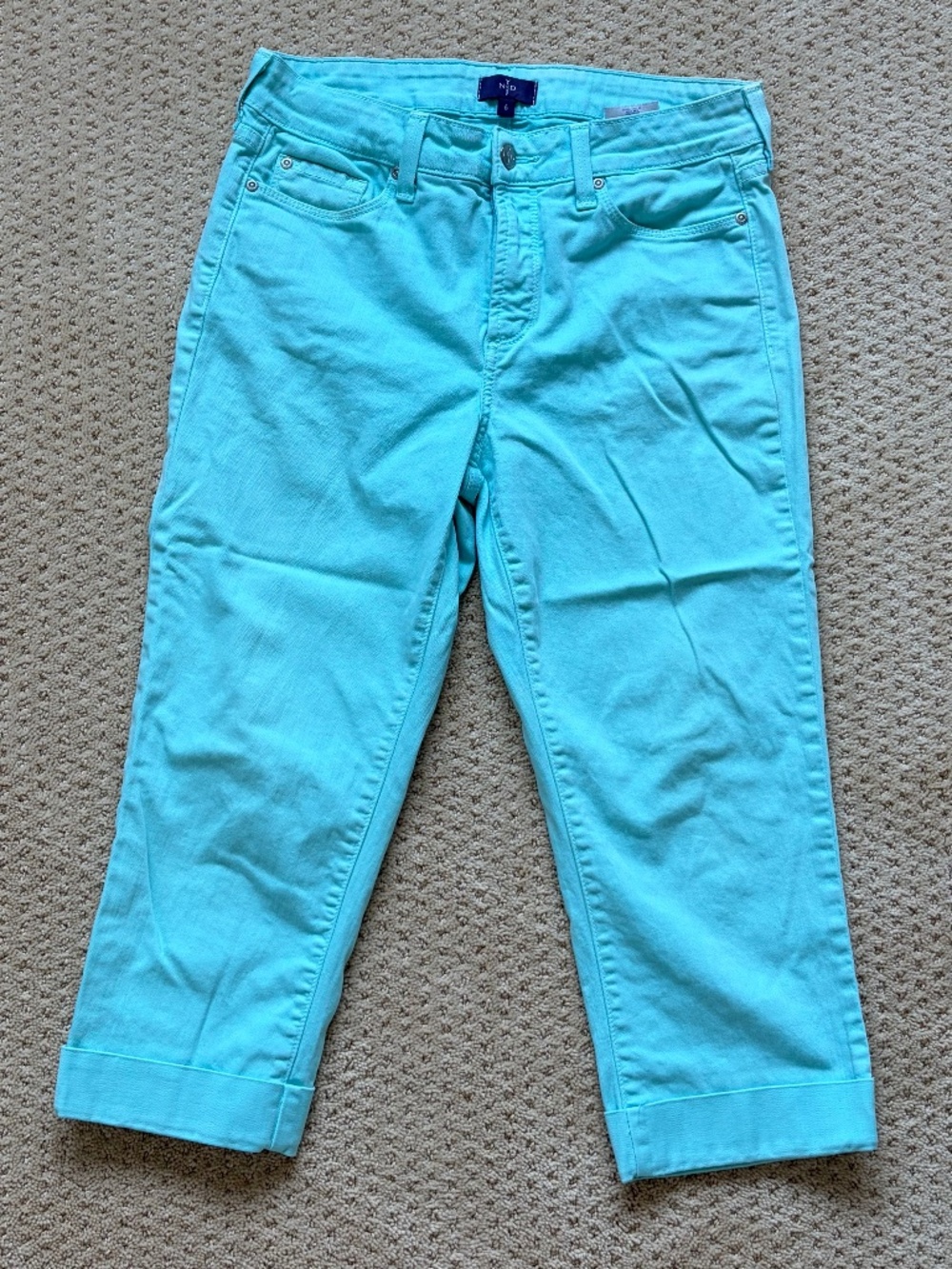 NYDJ Turquoise Lift Tuck Cropped Capri Jeans Size 6